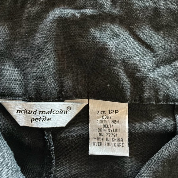 Richard Malcolm women’s black 100% linen cropped wide leg pants Sz 12 petite - Picture 9 of 10